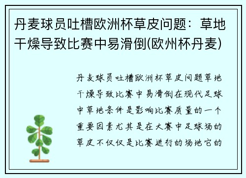 丹麦球员吐槽欧洲杯草皮问题：草地干燥导致比赛中易滑倒(欧州杯丹麦)